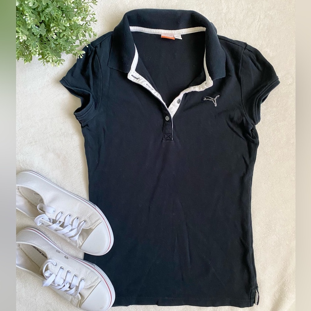 Puma Black Cotton Polo Shirt XS
